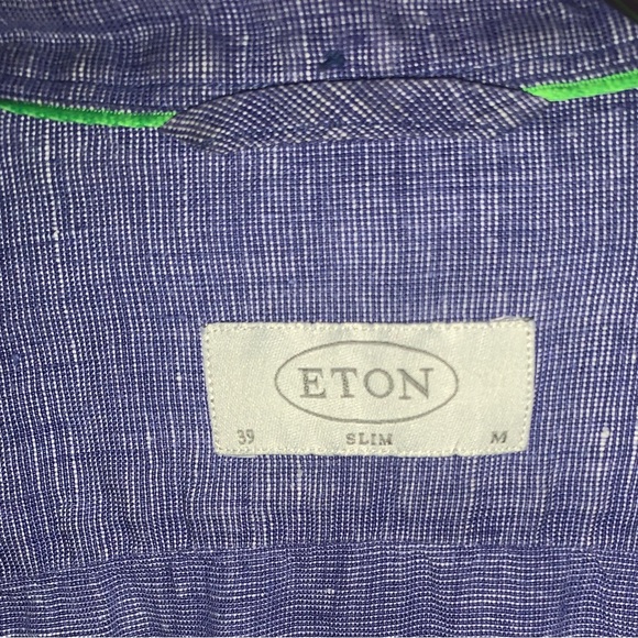 Linen Eton shirt size  15.5 slim - Picture 3 of 6